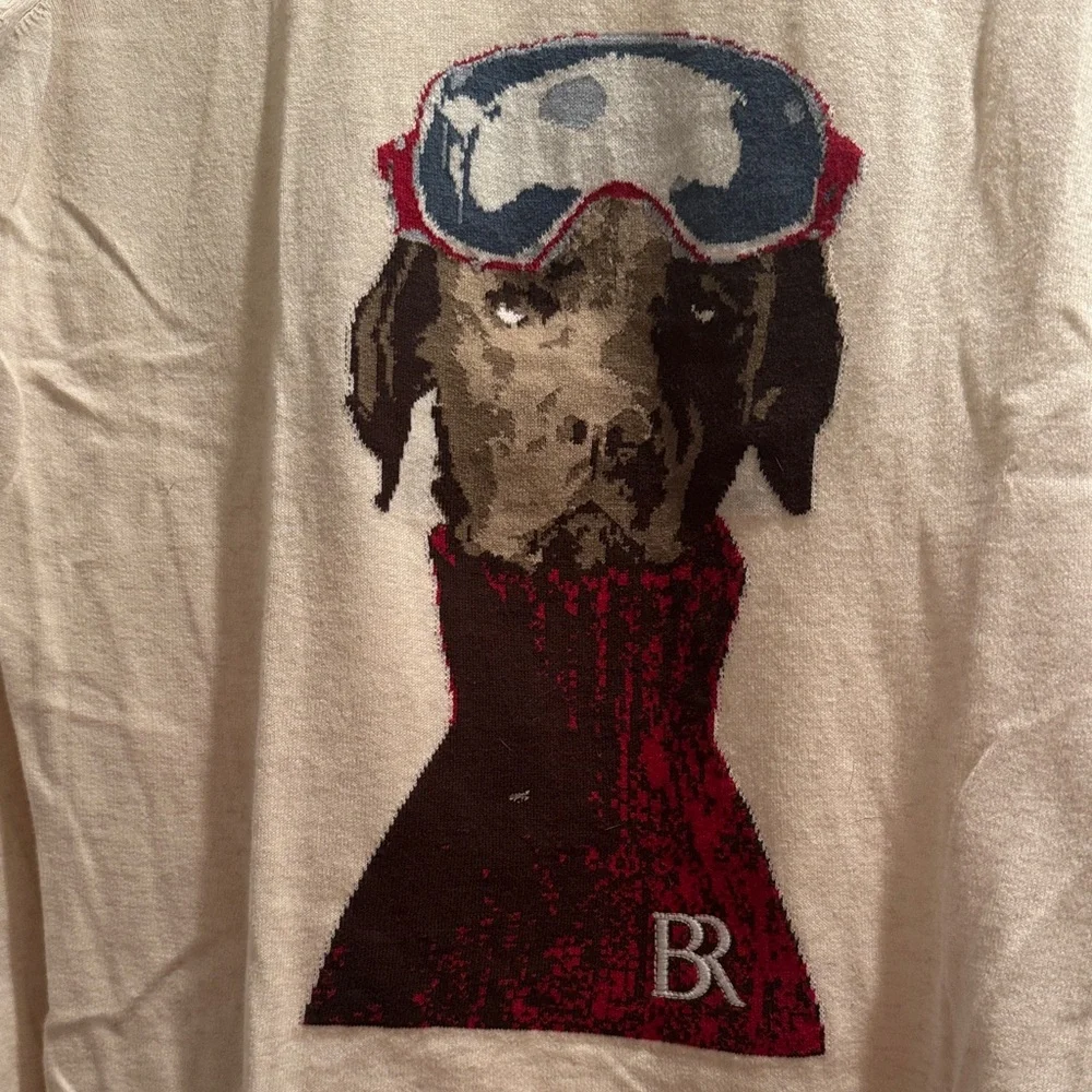 Cream Sweater with Dog Print - Picture 2 of 3